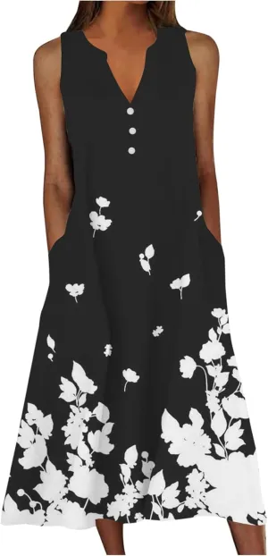 LRMQS Summer Dresses for Women 2025 Vacation Spring Casual Midi Dresses Beach Trendy Sundresses Plus Size Long Maxi Sun Dress