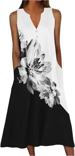 LRMQS Summer Dresses for Women 2025 Vacation Spring Casual Midi Dresses Beach Trendy Sundresses Plus Size Long Maxi Sun Dress