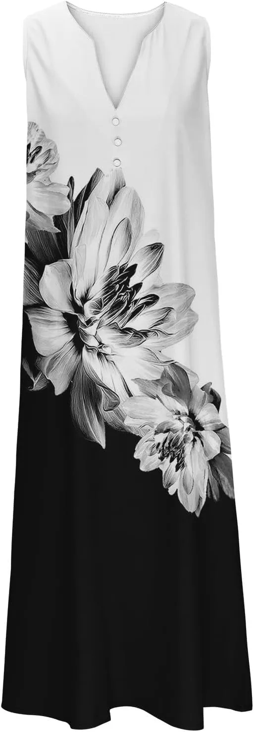 LRMQS Summer Dresses for Women 2025 Vacation Spring Casual Midi Dresses Beach Trendy Sundresses Plus Size Long Maxi Sun Dress