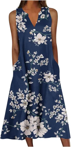 LRMQS Summer Dresses for Women 2025 Vacation Spring Casual Midi Dresses Beach Trendy Sundresses Plus Size Long Maxi Sun Dress
