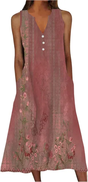 LRMQS Summer Dresses for Women 2025 Vacation Spring Casual Midi Dresses Beach Trendy Sundresses Plus Size Long Maxi Sun Dress