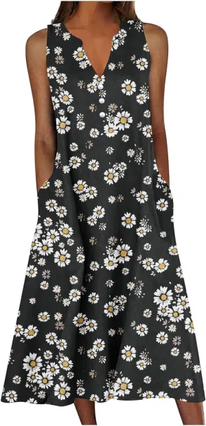 LRMQS Summer Dresses for Women 2025 Vacation Spring Casual Midi Dresses Beach Trendy Sundresses Plus Size Long Maxi Sun Dress