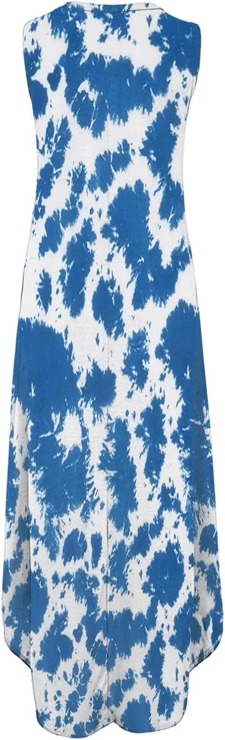 LRMQS Summer Sun Dresses for Women 2025 Vacation Beach Hawaiian Flowy Maxi Dress Boho Spring Casual Sleeveless Long Sundress