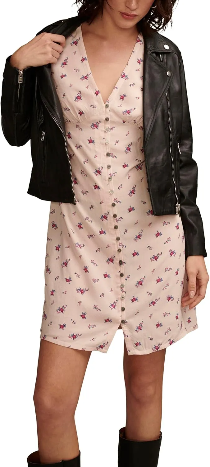 Lucky Brand Women's Mini Short Sleeve Slip Dress