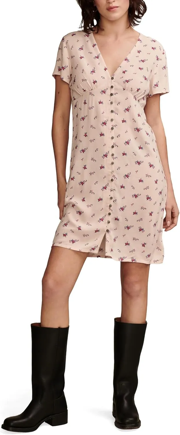 Lucky Brand Women's Mini Short Sleeve Slip Dress
