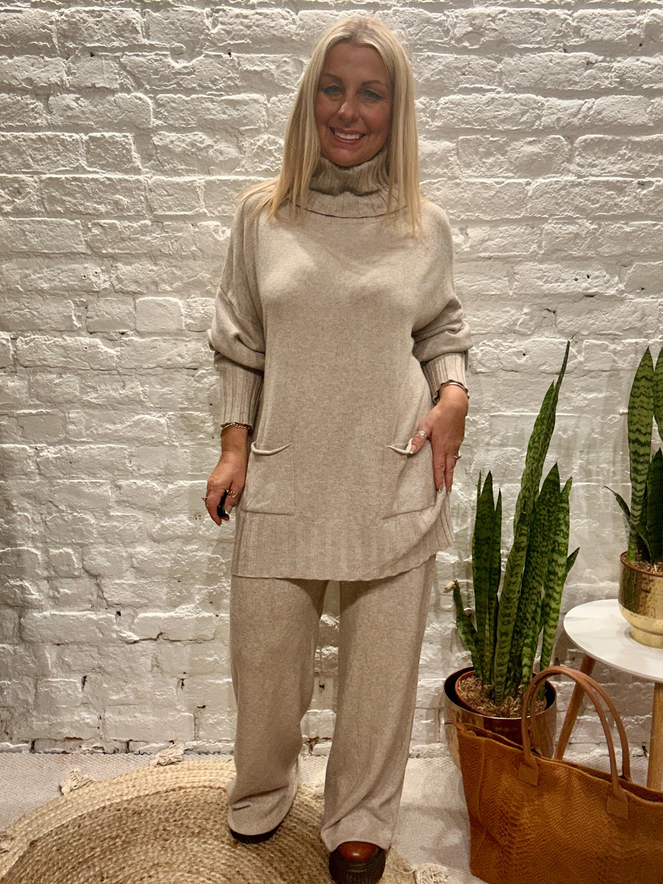 Made In Italy Snug Roll Neck Jumper And Pant Co ord Set