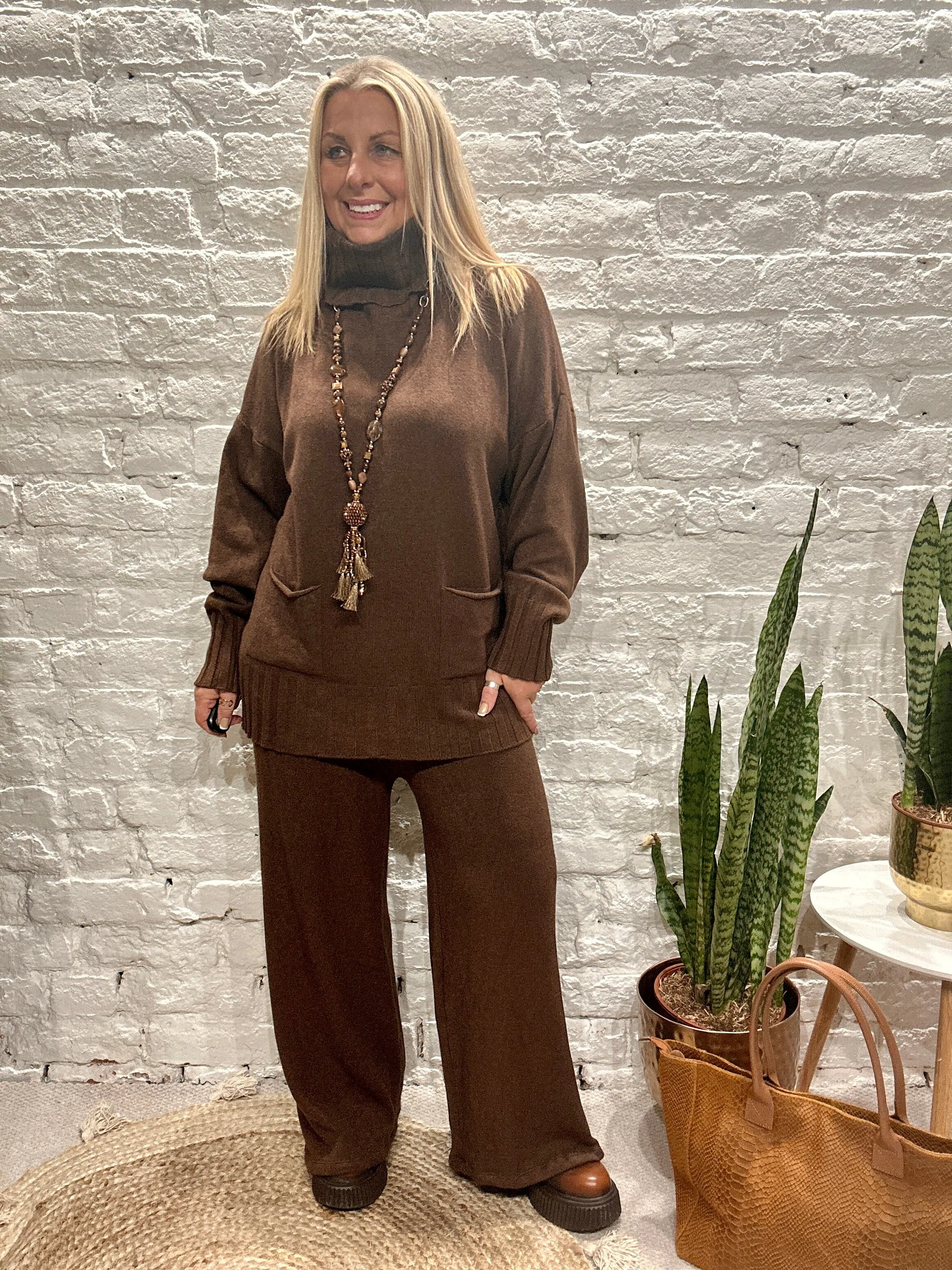 Made In Italy Snug Roll Neck Jumper And Pant Co ord Set