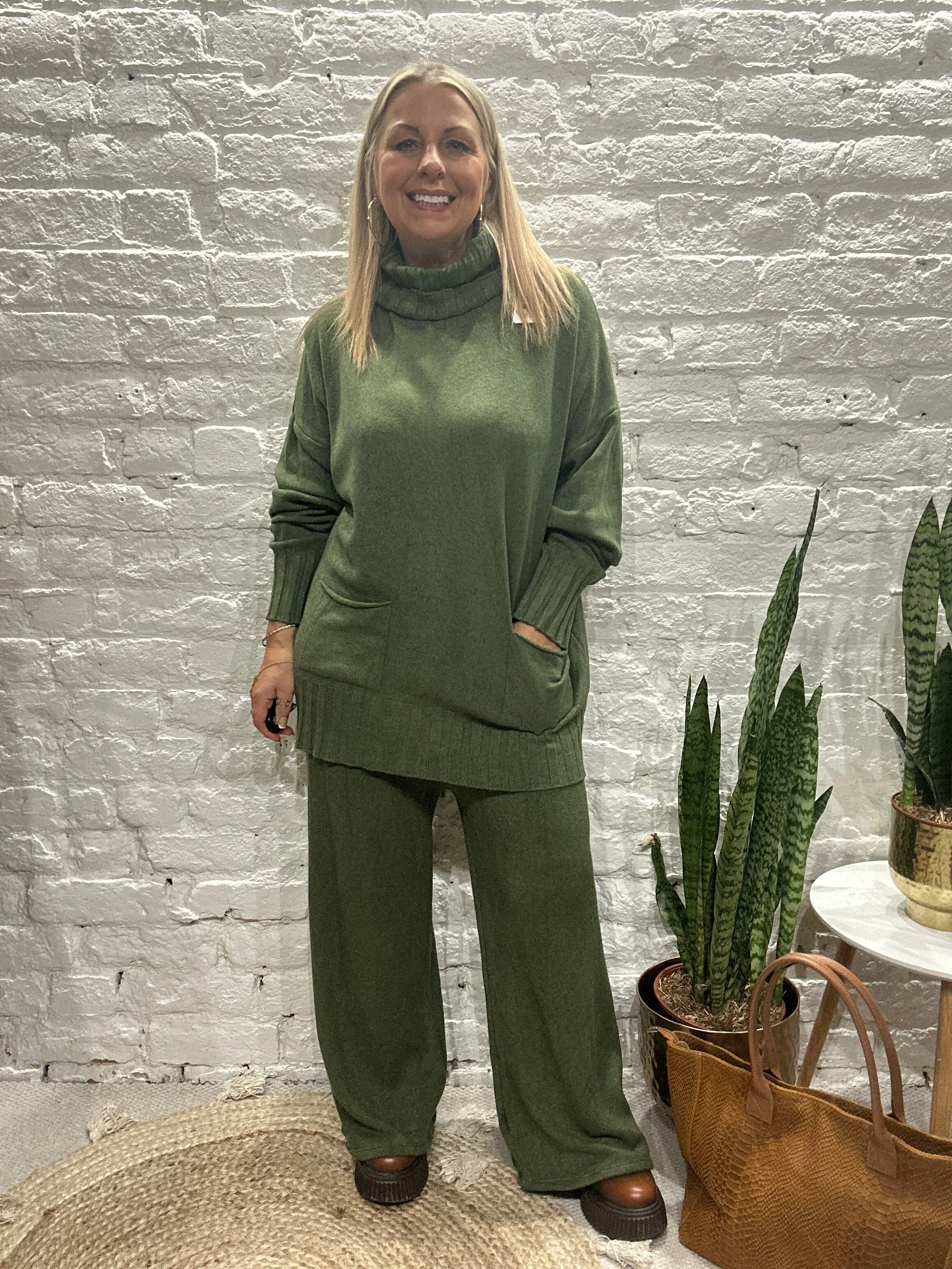 Made In Italy Snug Roll Neck Jumper And Pant Co ord Set
