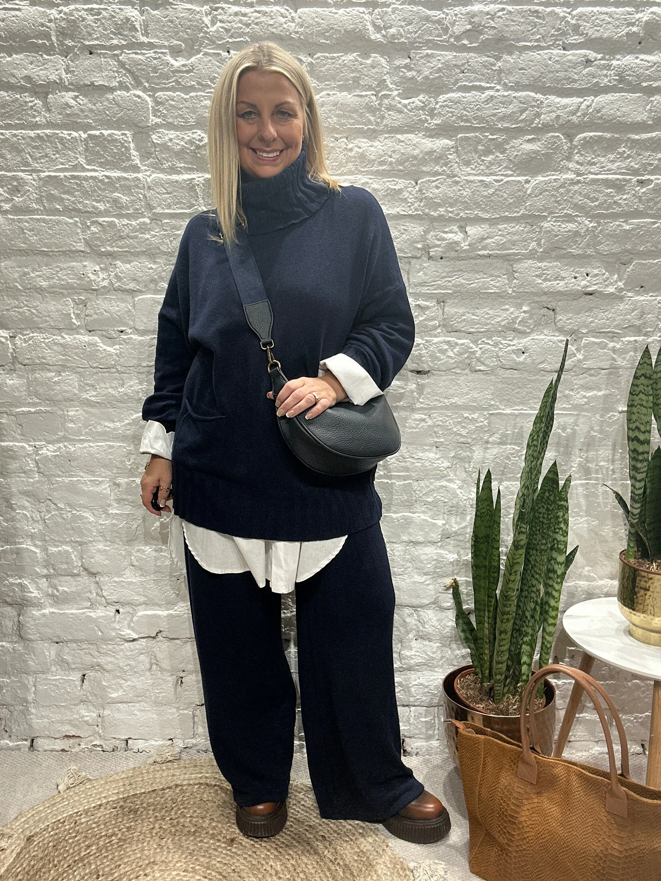 Made In Italy Snug Roll Neck Jumper And Pant Co ord Set