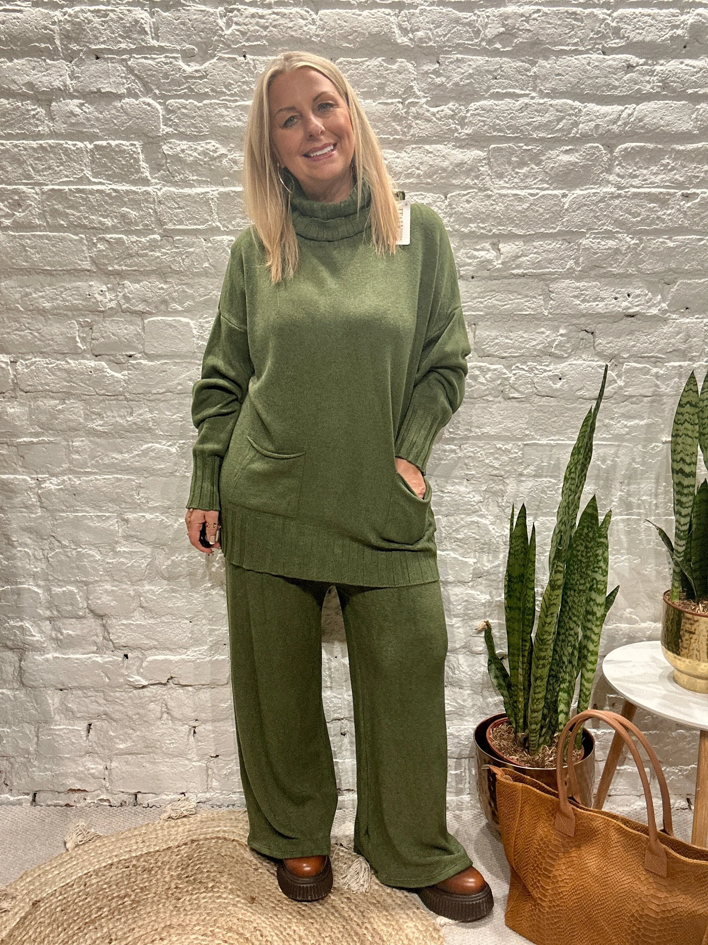 Made In Italy Snug Roll Neck Jumper And Pant Co ord Set