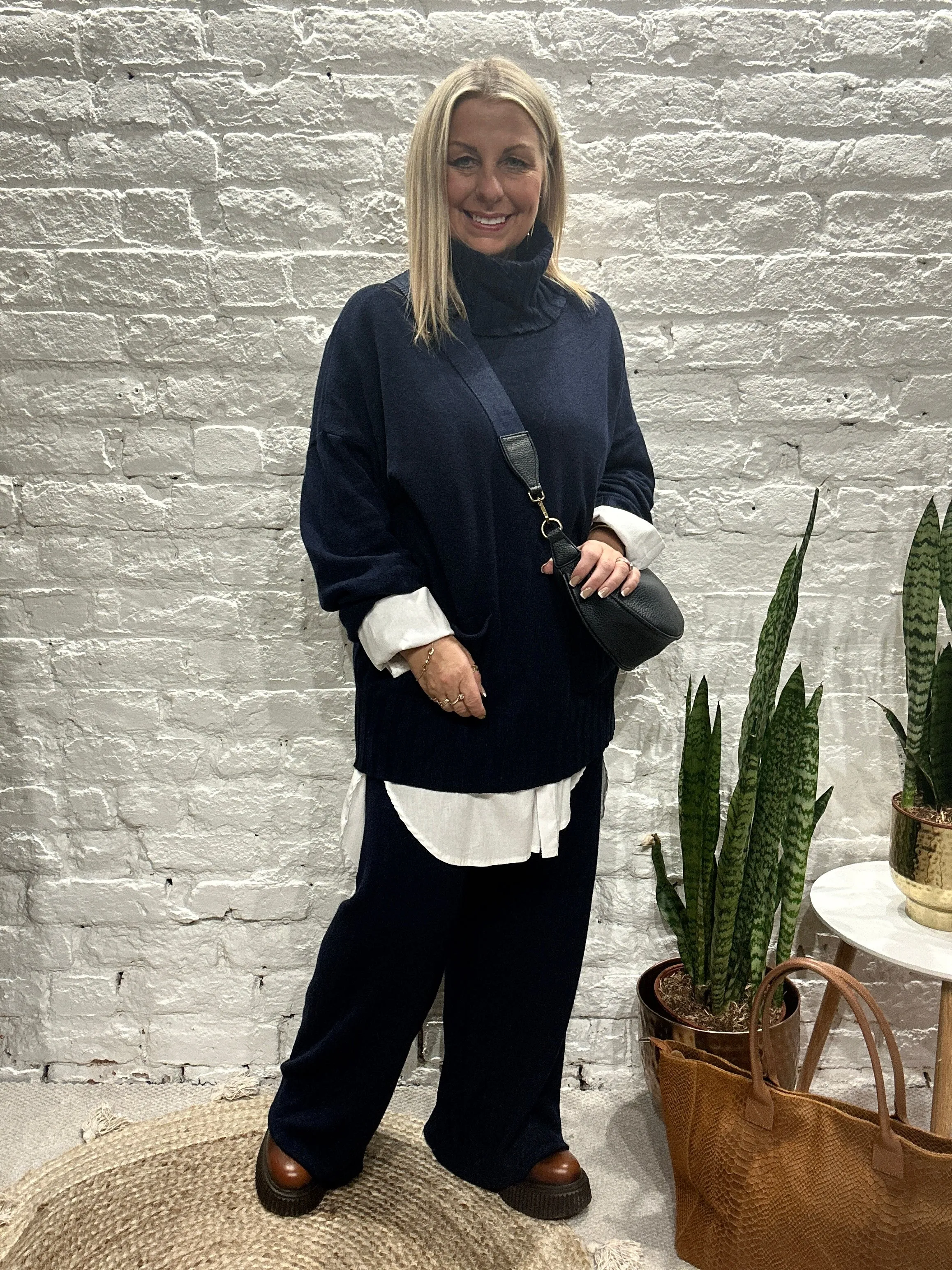 Made In Italy Snug Roll Neck Jumper And Pant Co ord Set