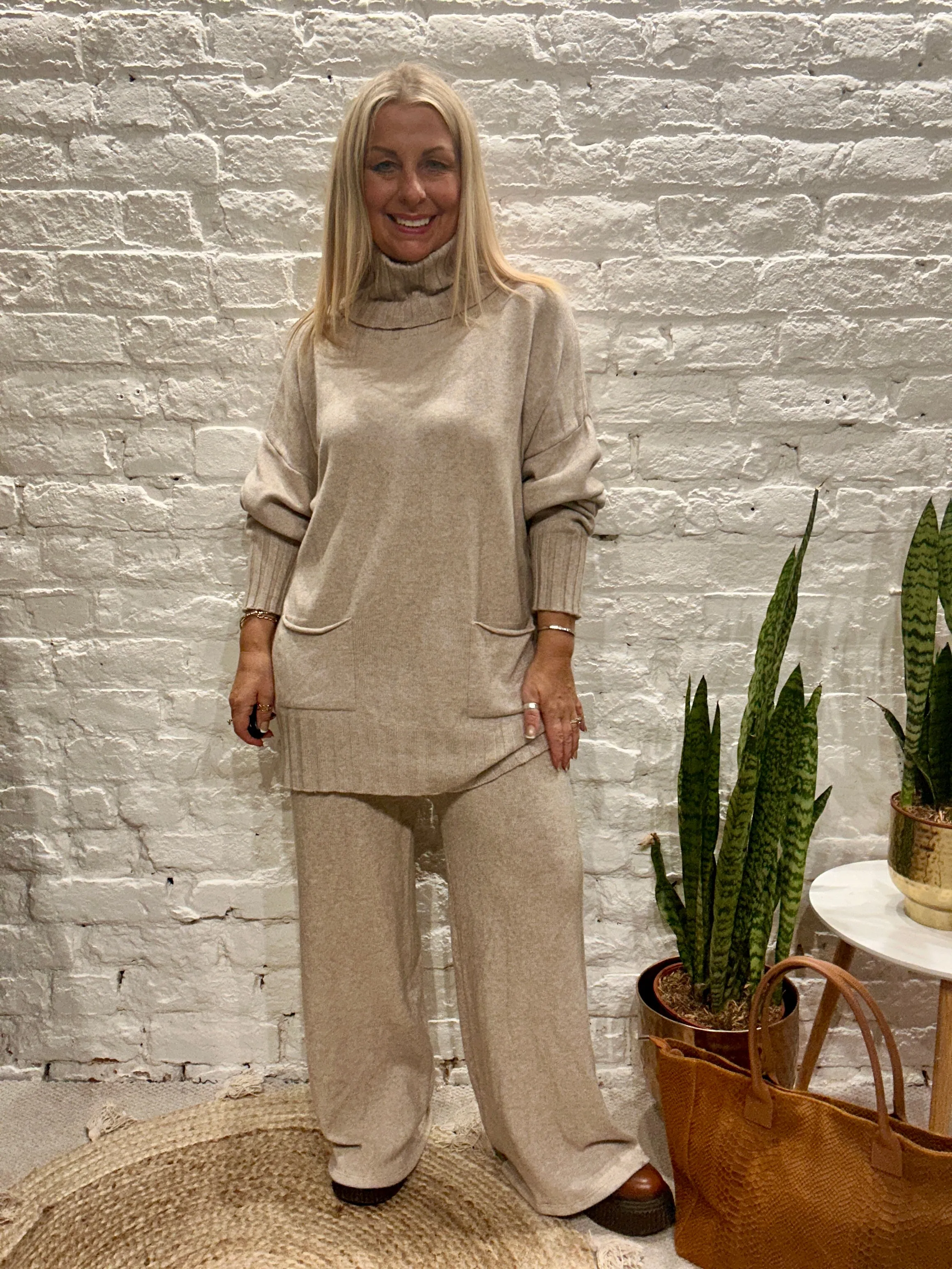 Made In Italy Snug Roll Neck Jumper And Pant Co ord Set