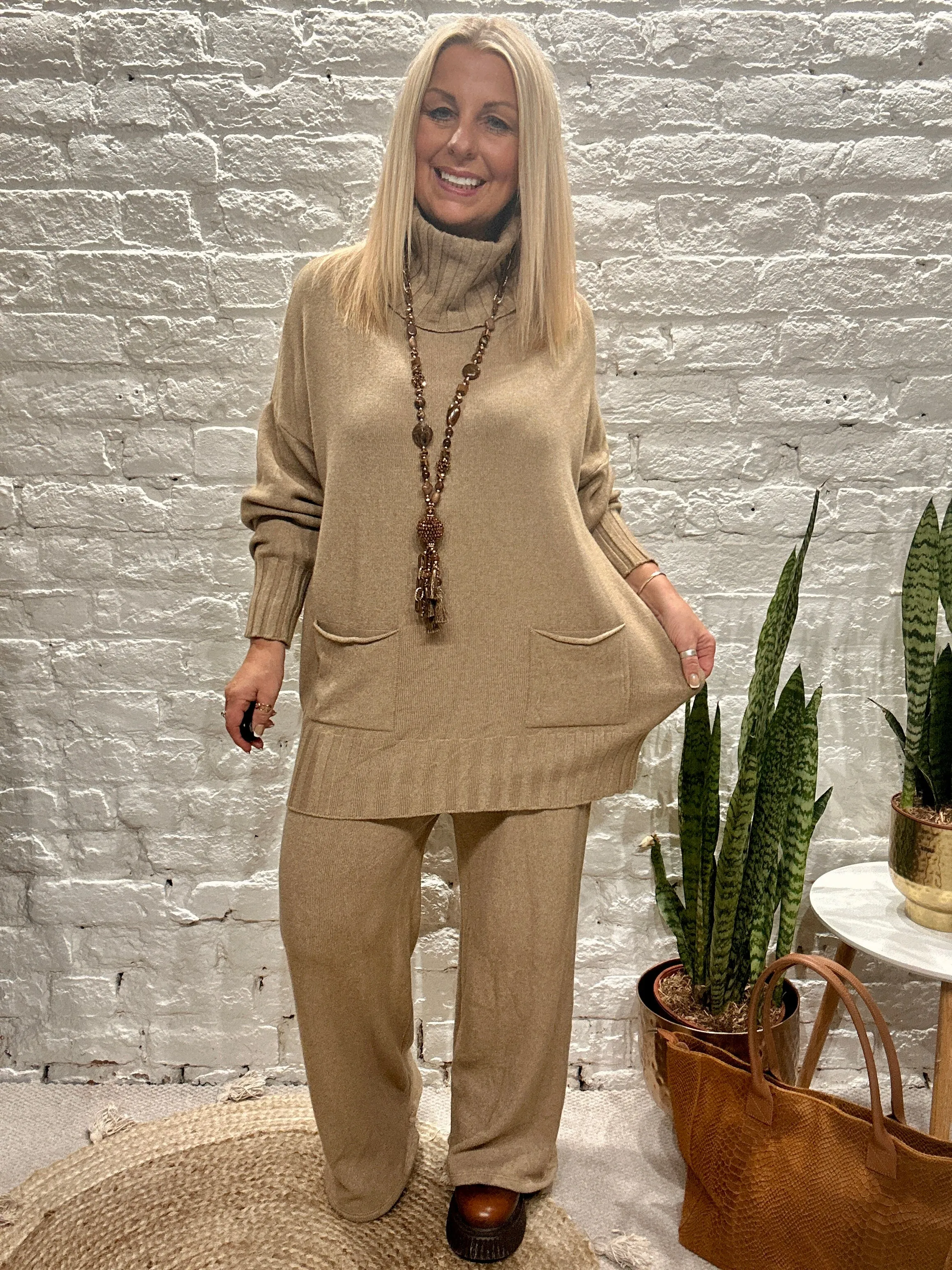 Made In Italy Snug Roll Neck Jumper And Pant Co ord Set