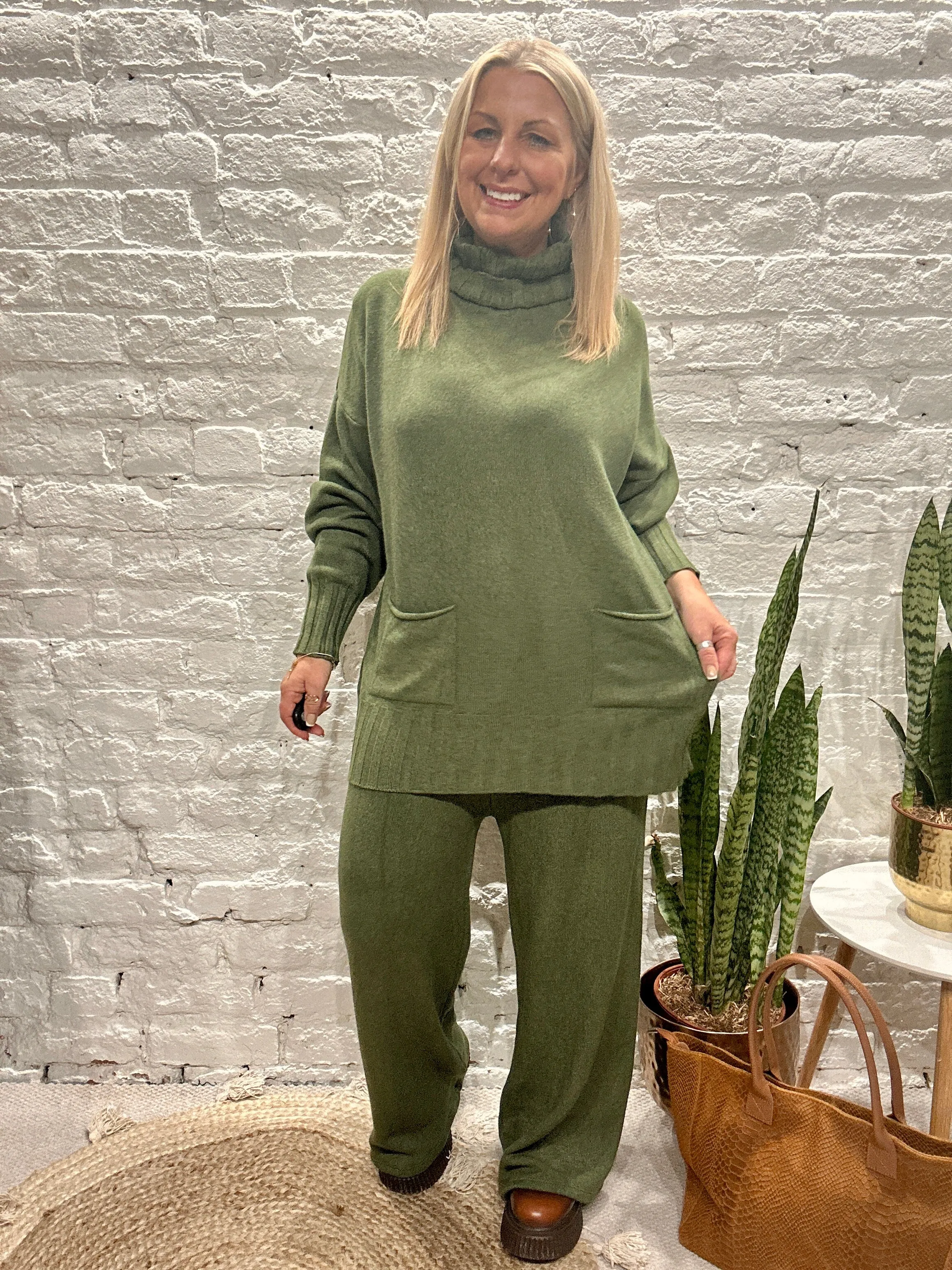 Made In Italy Snug Roll Neck Jumper And Pant Co ord Set