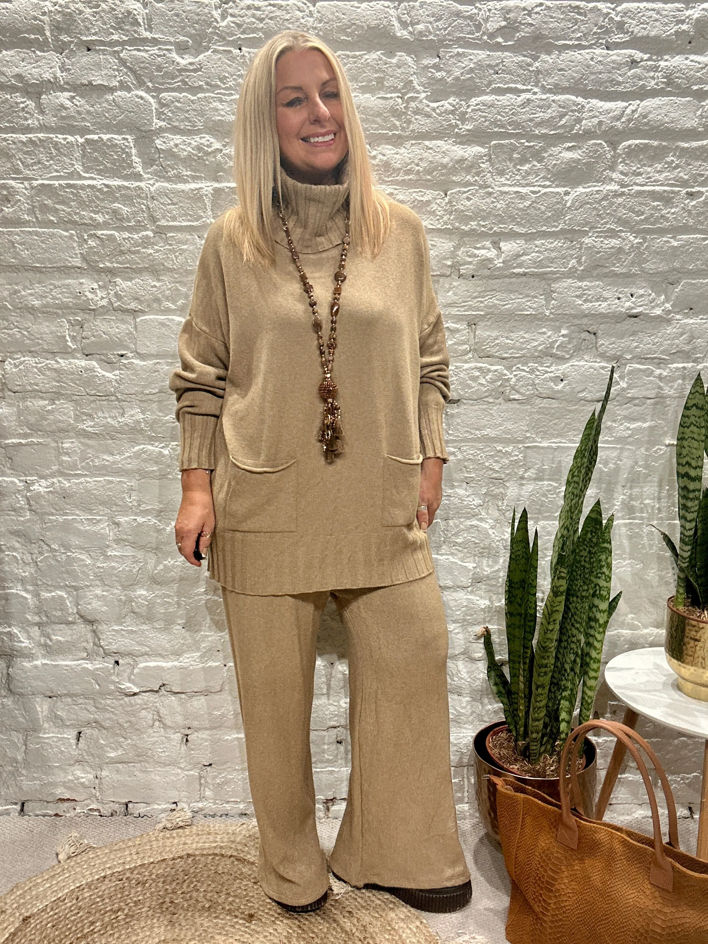 Made In Italy Snug Roll Neck Jumper And Pant Co ord Set