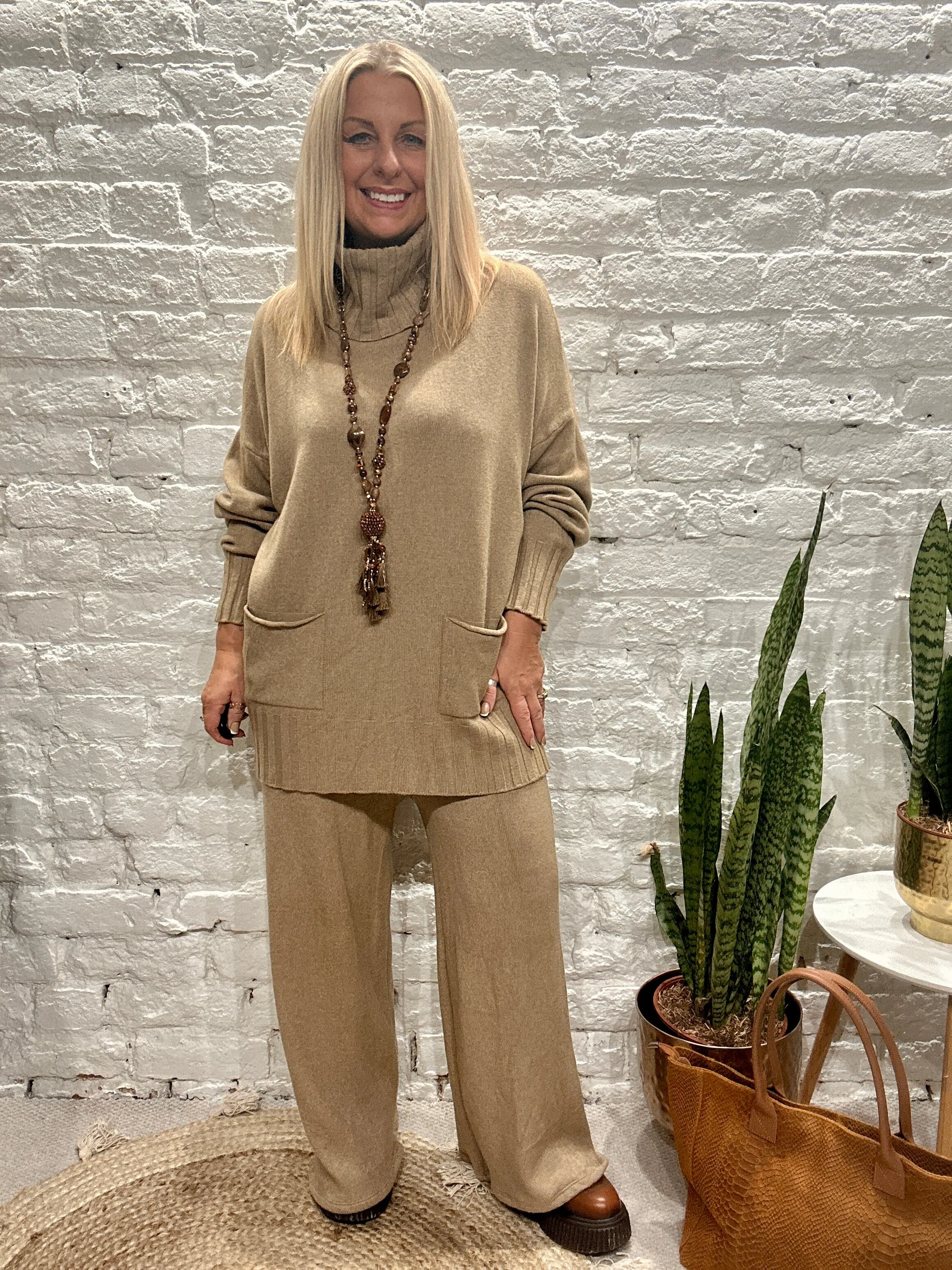 Made In Italy Snug Roll Neck Jumper And Pant Co ord Set