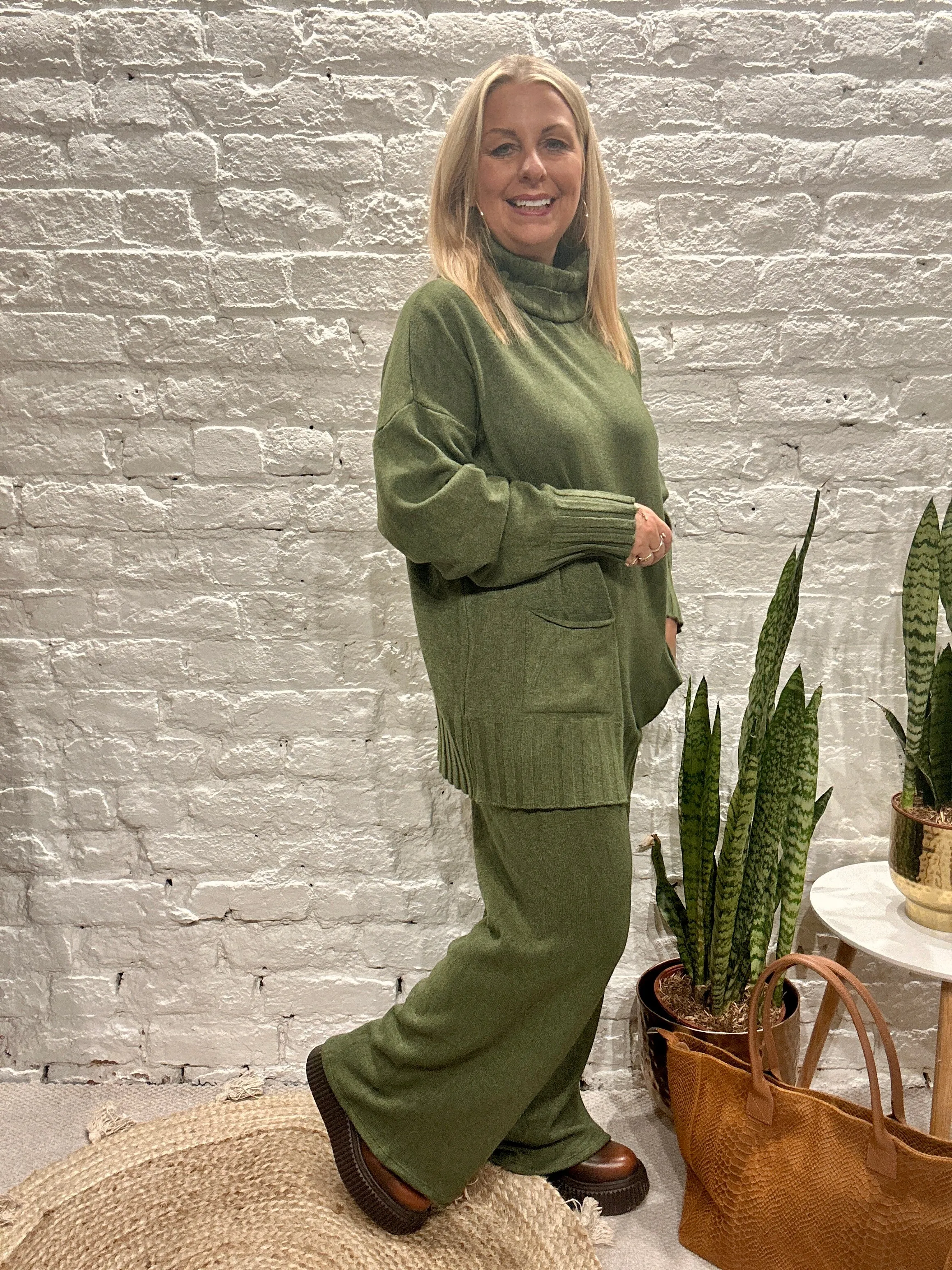Made In Italy Snug Roll Neck Jumper And Pant Co ord Set