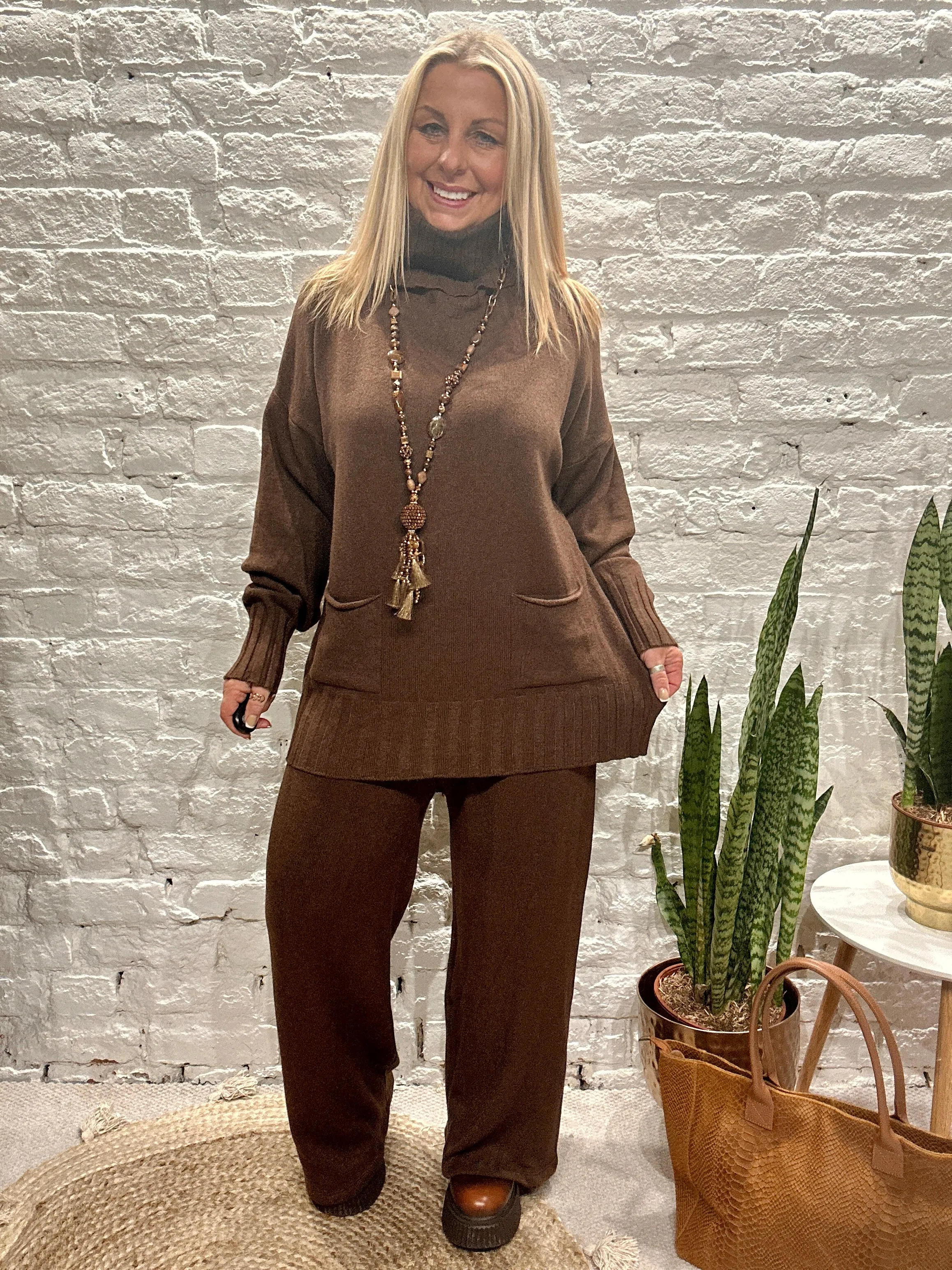 Made In Italy Snug Roll Neck Jumper And Pant Co ord Set
