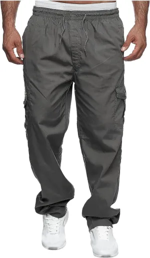 Men Cargo Pants Relaxed Fit Baggy Cargo PantsLounge Pants Elastic Waist Fashion Trousers with Pockets