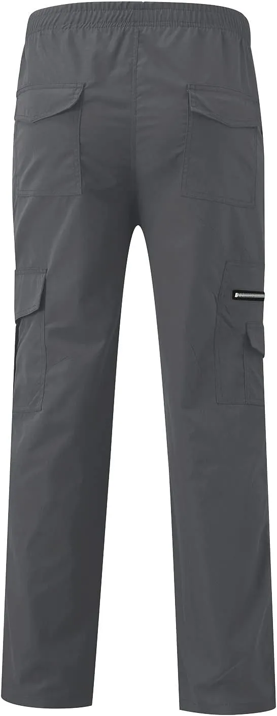 Men Cargo Pants Relaxed Fit Baggy Cargo PantsLounge Pants Elastic Waist Fashion Trousers with Pockets