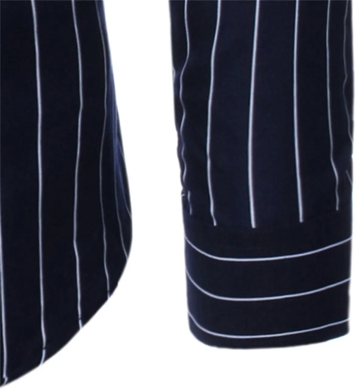 Men Casual Long Sleeve Striped Polyester Shirt Vintage Button Up Casual Dress Shirt Vertical Striped Slim Shirt
