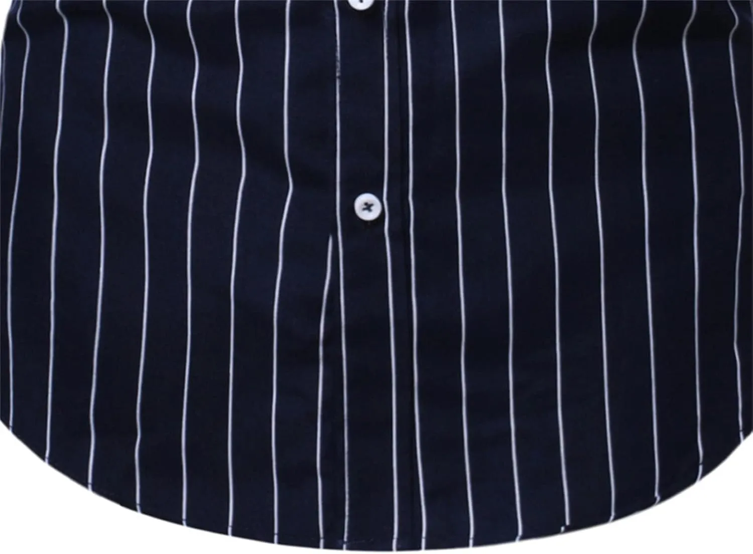 Men Casual Long Sleeve Striped Polyester Shirt Vintage Button Up Casual Dress Shirt Vertical Striped Slim Shirt