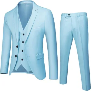 Men Suit 3 Pieces Slim Fit, 4 Button Solid Wedding Suit Prom Suit for Men Business Suit Jacket Vest Pants