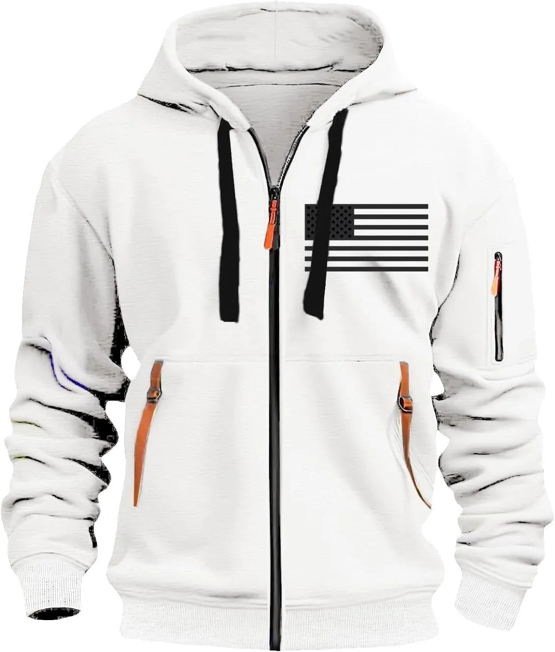 Mens America Hoodies Vintage American Flag Graphic Patriotism Hoodie 1/4 Zip Up Pullover Workout Usa Sweatshirt