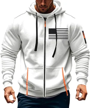 Mens America Hoodies Vintage American Flag Graphic Patriotism Hoodie 1/4 Zip Up Pullover Workout Usa Sweatshirt