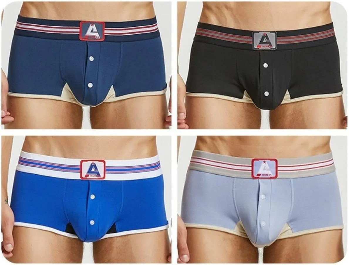 Men's Boxer Briefs with Comfortable Fit and Button Fly Classic Men's Boxers