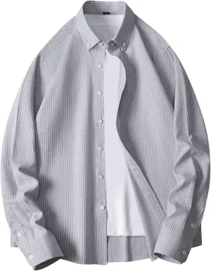 Men's Button Down Shirt 2024 Casual Men's Fashion Shirt Long Sleeve Spring Trend Handsome Casual Striped Shirt