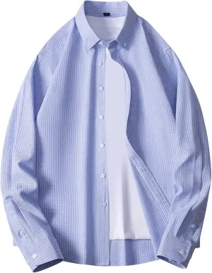 Men's Button Down Shirt 2024 Casual Men's Fashion Shirt Long Sleeve Spring Trend Handsome Casual Striped Shirt