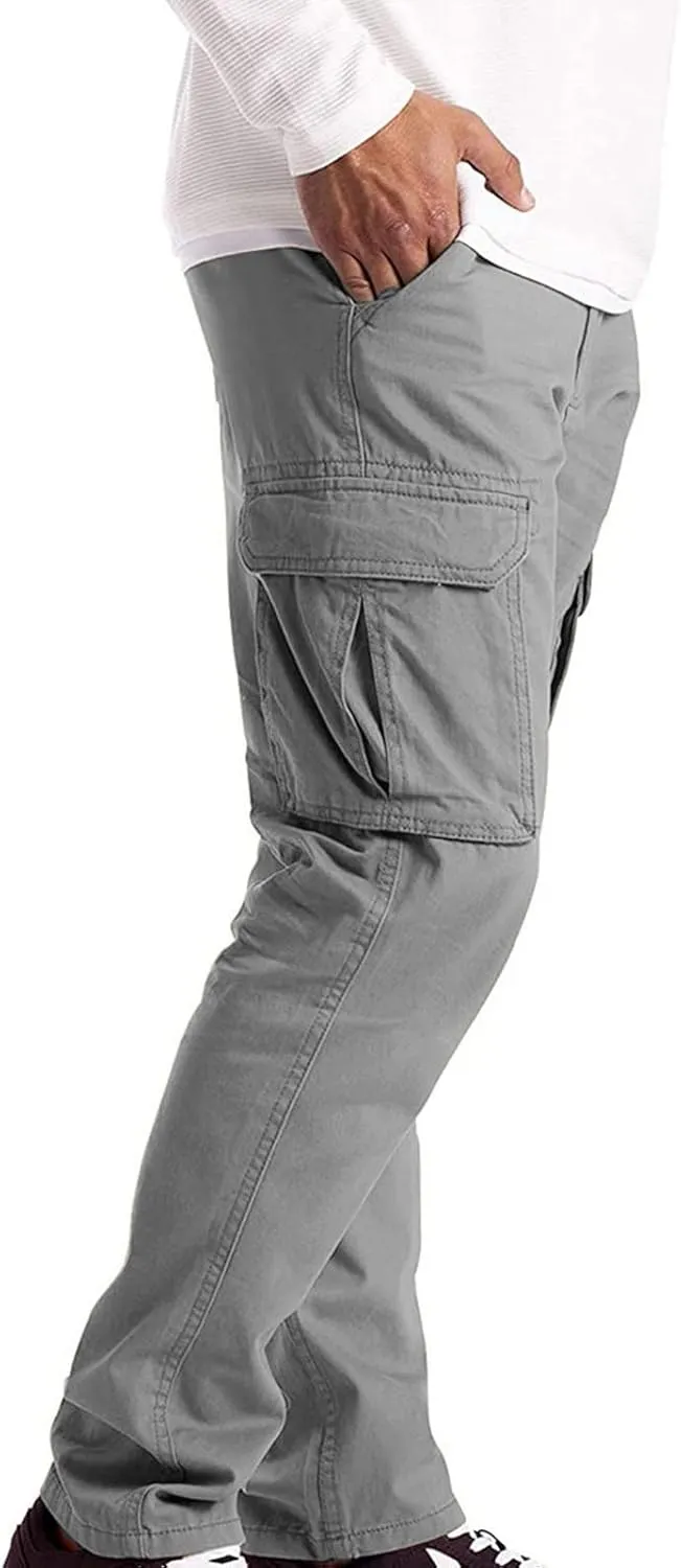 Mens Cargo Pants Casual Joggers Athletic Pants Cotton Loose Fit Straight Sweatpants Cargo Trouser Hiking Pants