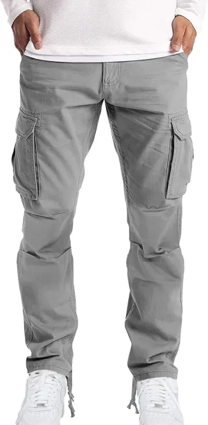 Mens Cargo Pants Casual Joggers Athletic Pants Cotton Loose Fit Straight Sweatpants Cargo Trouser Hiking Pants