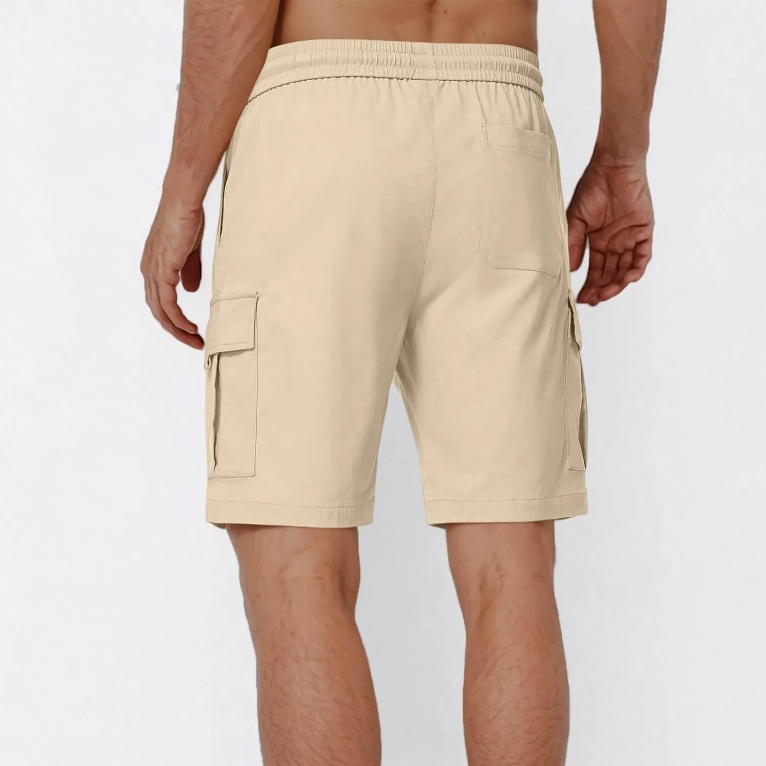 Mens Cargo Shorts 5 Inch Casual Cotton Shorts for Summer Elastic Waist Quick Dry Lightweight Shorts for Hiking Fishing