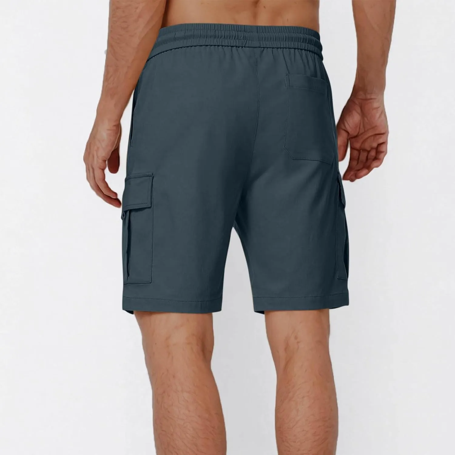 Mens Cargo Shorts 5 Inch Casual Cotton Shorts for Summer Elastic Waist Quick Dry Lightweight Shorts for Hiking Fishing