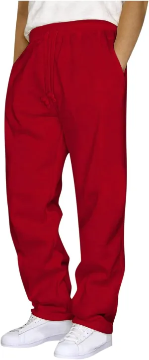 Mens Cargo Sweatpants Casual Elastic Waist Pants Loose Fit Jogger Pants Outdoor Hiking Pants Athletic Gym Pants