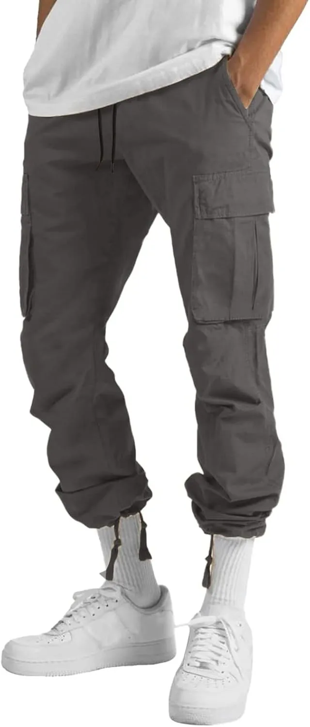 Men's Cargo Sweatpants Sweatpants Classic Fit Pockets Cargo Work Pants Wild Drawstring Sports Jogger Men's Cargo Cargo