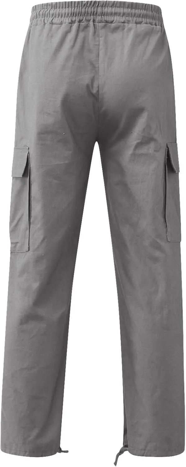 Men's Cargo Sweatpants Sweatpants Classic Fit Pockets Cargo Work Pants Wild Drawstring Sports Jogger Men's Cargo Cargo