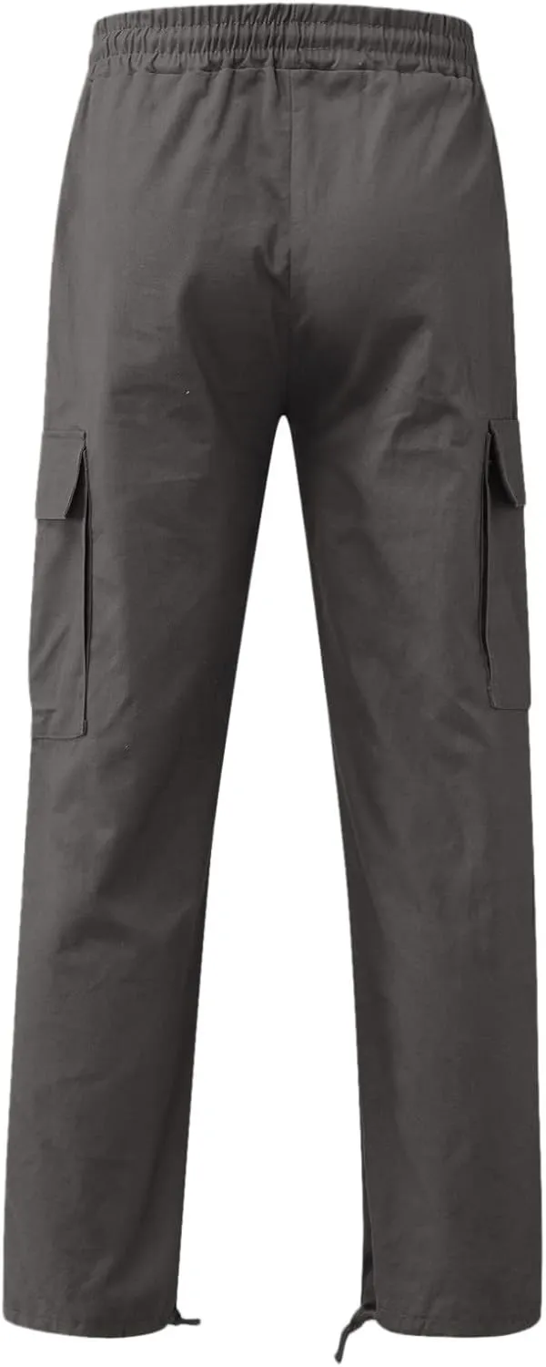 Men's Cargo Sweatpants Sweatpants Classic Fit Pockets Cargo Work Pants Wild Drawstring Sports Jogger Men's Cargo Cargo