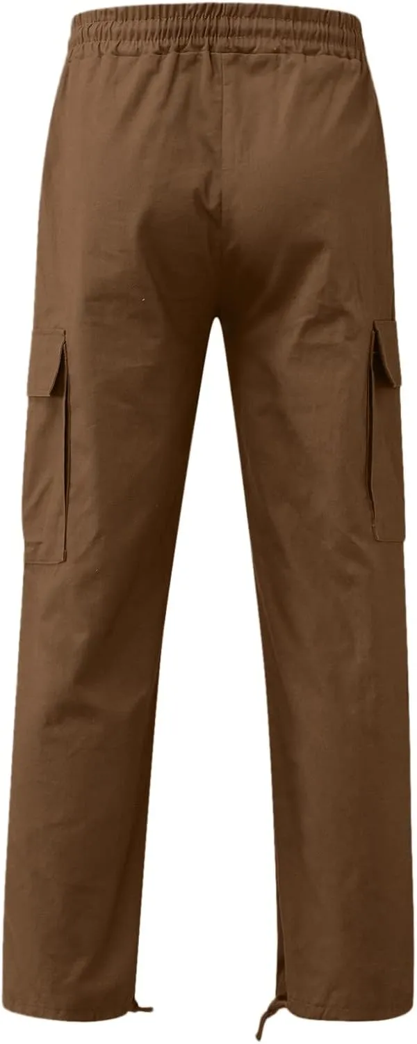 Men's Cargo Sweatpants Sweatpants Classic Fit Pockets Cargo Work Pants Wild Drawstring Sports Jogger Men's Cargo Cargo