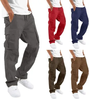 Men's Cargo Sweatpants Sweatpants Classic Fit Pockets Cargo Work Pants Wild Drawstring Sports Jogger Men's Cargo Cargo