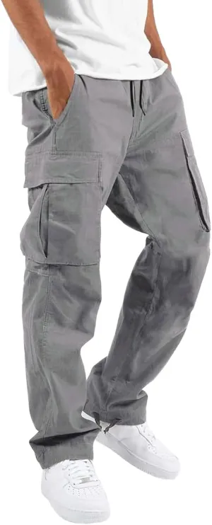 Men's Cargo Sweatpants Sweatpants Classic Fit Pockets Cargo Work Pants Wild Drawstring Sports Jogger Men's Cargo Cargo