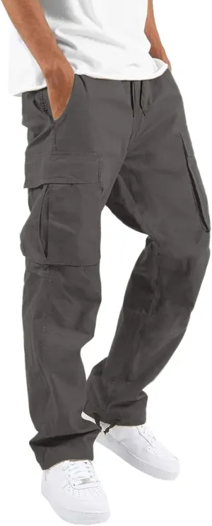 Men's Cargo Sweatpants Sweatpants Classic Fit Pockets Cargo Work Pants Wild Drawstring Sports Jogger Men's Cargo Cargo