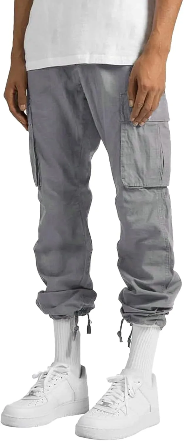Men's Cargo Sweatpants Sweatpants Classic Fit Pockets Cargo Work Pants Wild Drawstring Sports Jogger Men's Cargo Cargo