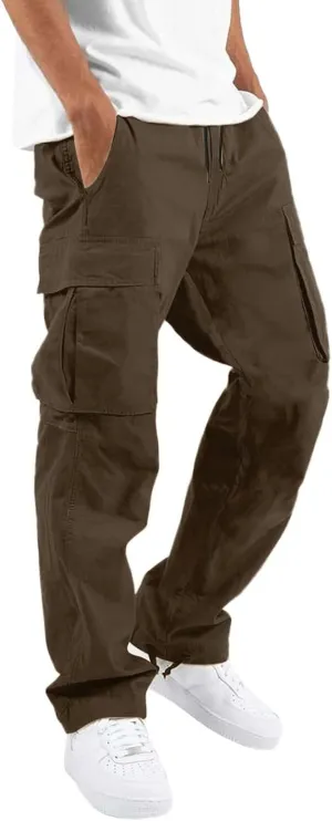 Men's Cargo Sweatpants Sweatpants Classic Fit Pockets Cargo Work Pants Wild Drawstring Sports Jogger Men's Cargo Cargo