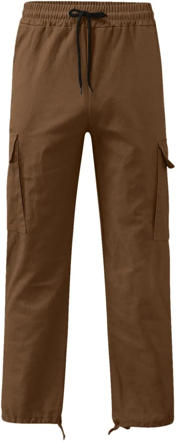Men's Cargo Sweatpants Sweatpants Classic Fit Pockets Cargo Work Pants Wild Drawstring Sports Jogger Men's Cargo Cargo