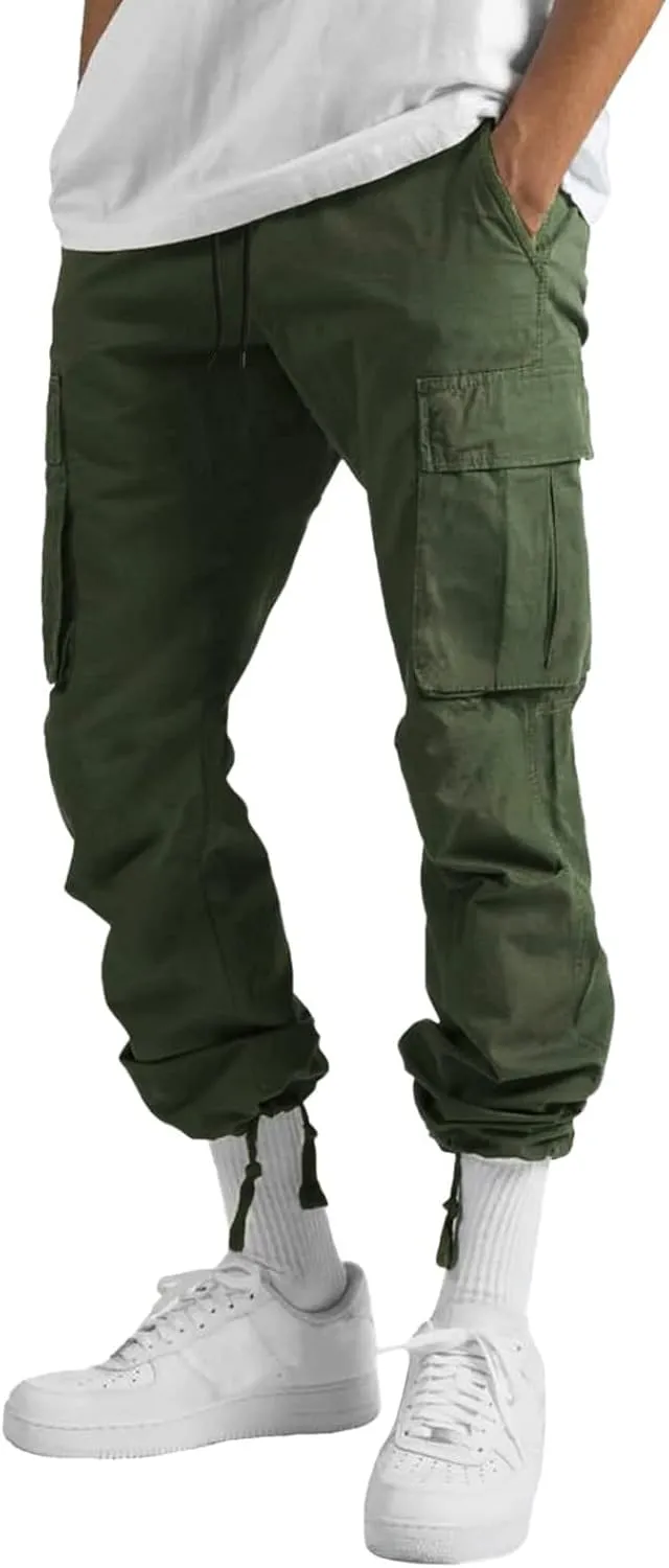 Men's Cargo Sweatpants Sweatpants Classic Fit Pockets Cargo Work Pants Wild Drawstring Sports Jogger Men's Cargo Cargo