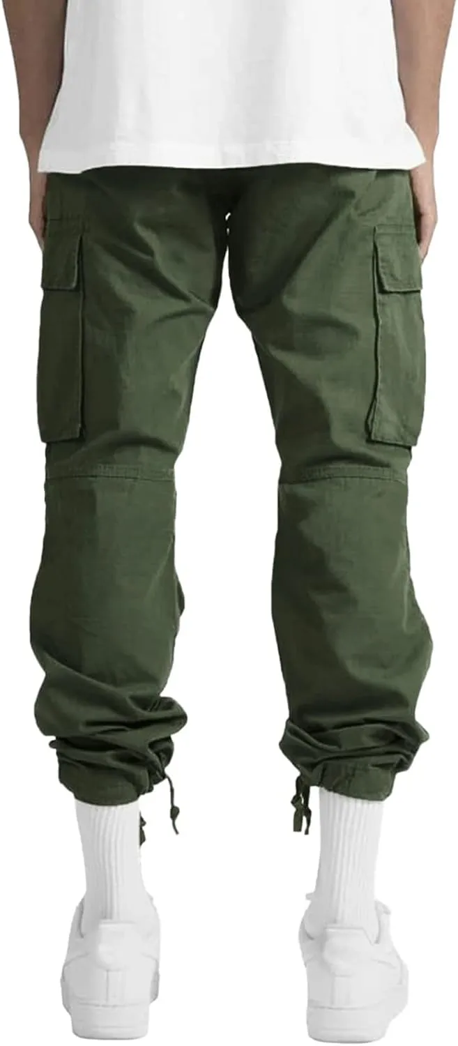 Men's Cargo Sweatpants Sweatpants Classic Fit Pockets Cargo Work Pants Wild Drawstring Sports Jogger Men's Cargo Cargo