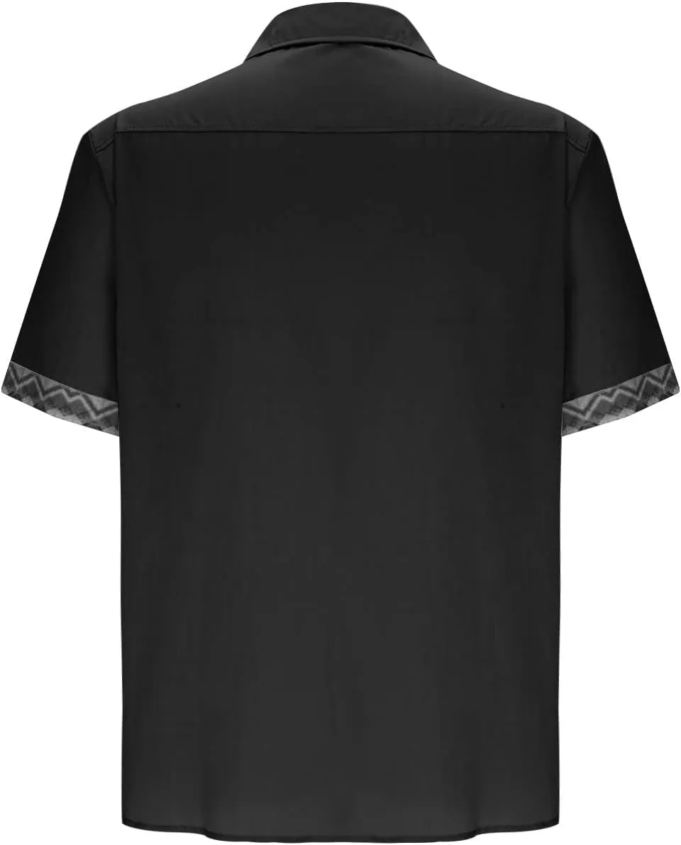 Men's Casual Button-Down Shirts Casual Short Sleeve Shirt Collar Stripe Contrast T-Shirt Business Dressy Work Shirt